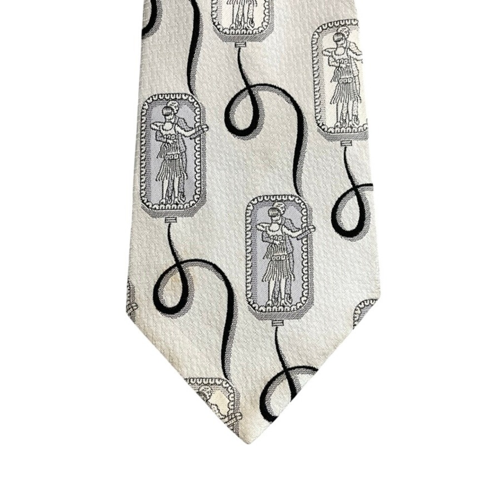 Vintage Sawyers Campus Shop Mens Grey Novelty Greco Roman Medallion Tie 1261